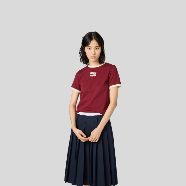 미우미우 코튼 저지 티셔츠